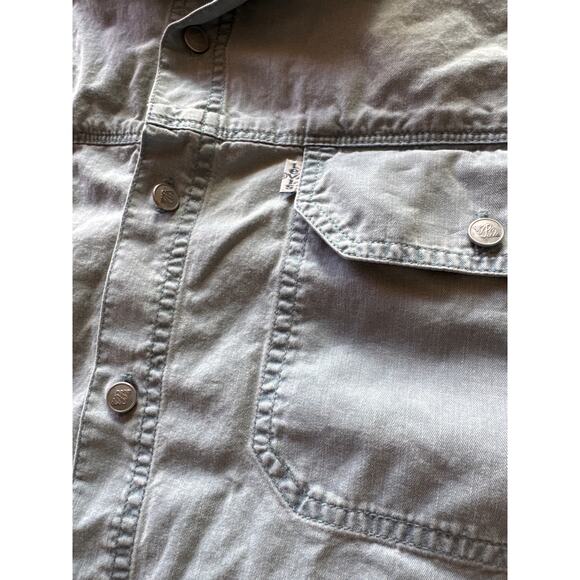 VTG Levi’s Faded Teal Blue Cotton XL Button Up Long Sleeve Shirt Metal Buttons - Picture 3 of 7